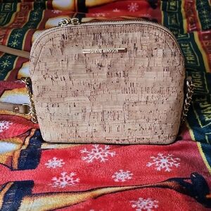 Steve Madden Cork-Textured Tan Crossbody with Gold Accents